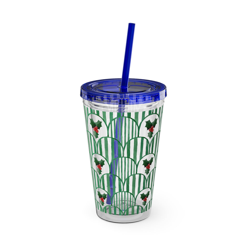 TUMBLER HOUX | Gourde Motif Houx | Gobelet avec paille - 450 ml (16 oz)