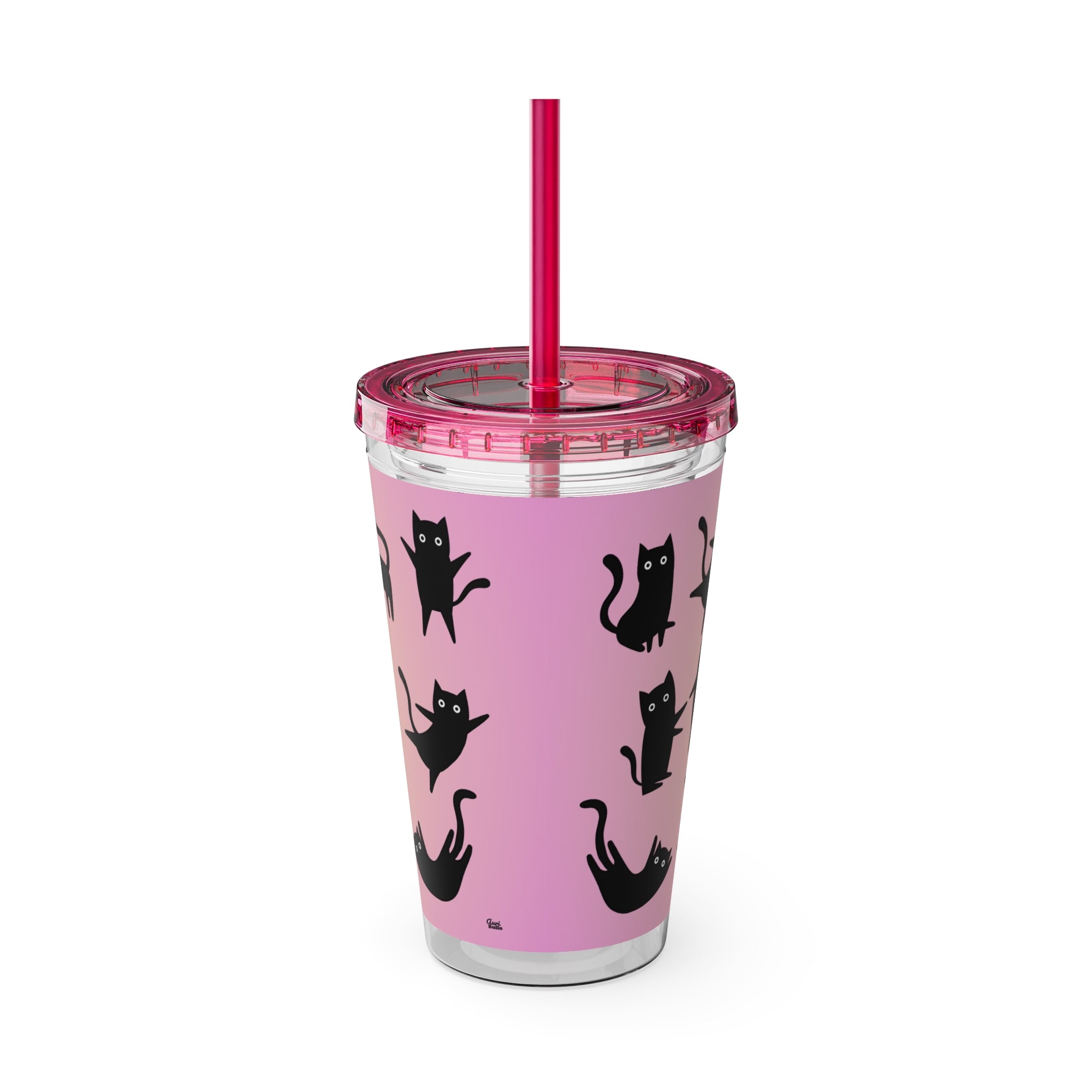 TUMBLER CHATS NOIRS | Gourde Motif Chats Noirs | Gobelet avec paille - 450 ml (16 oz)