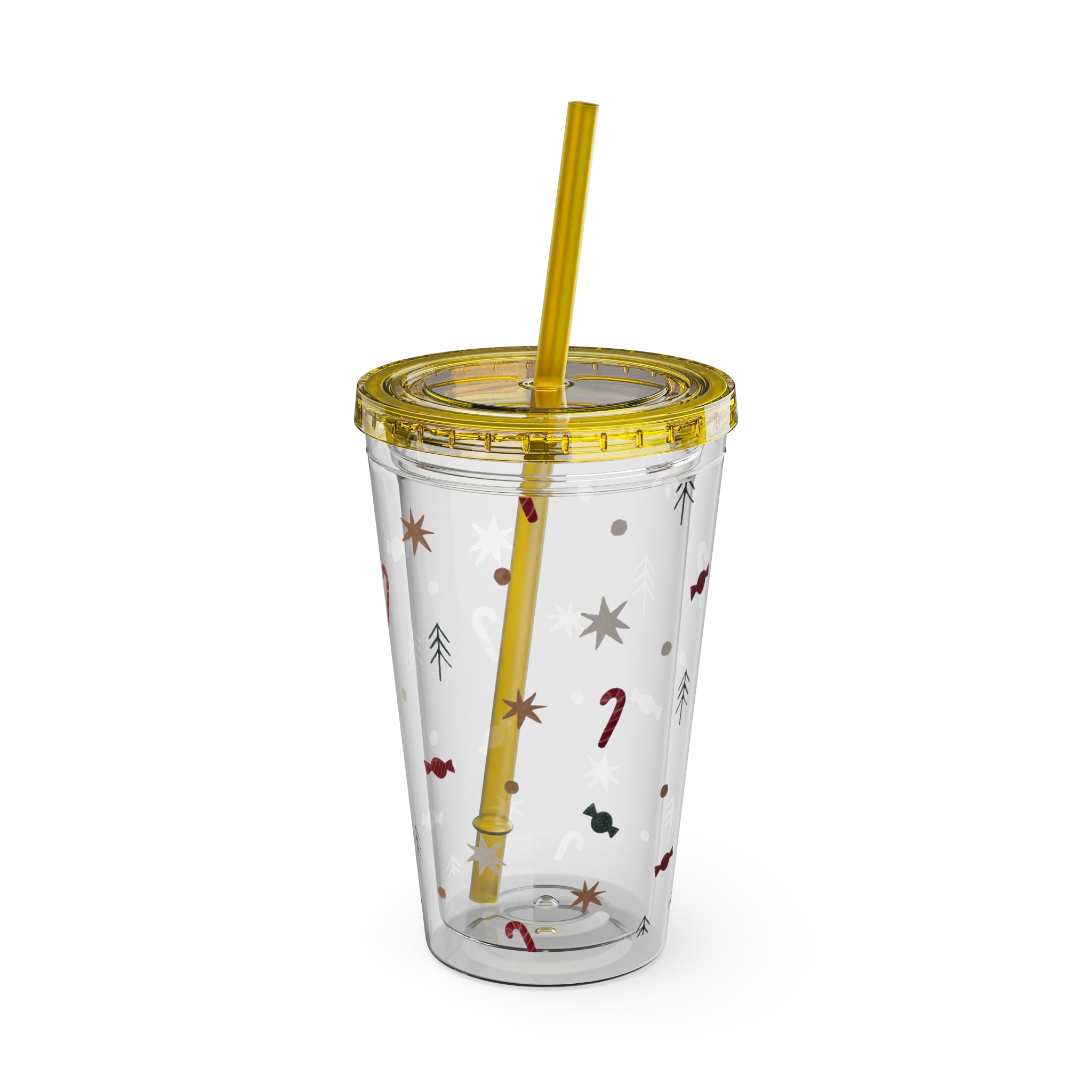 TUMBLER NOËL | Gourde Motif Noël | Gobelet avec paille - 450 ml (16 oz)