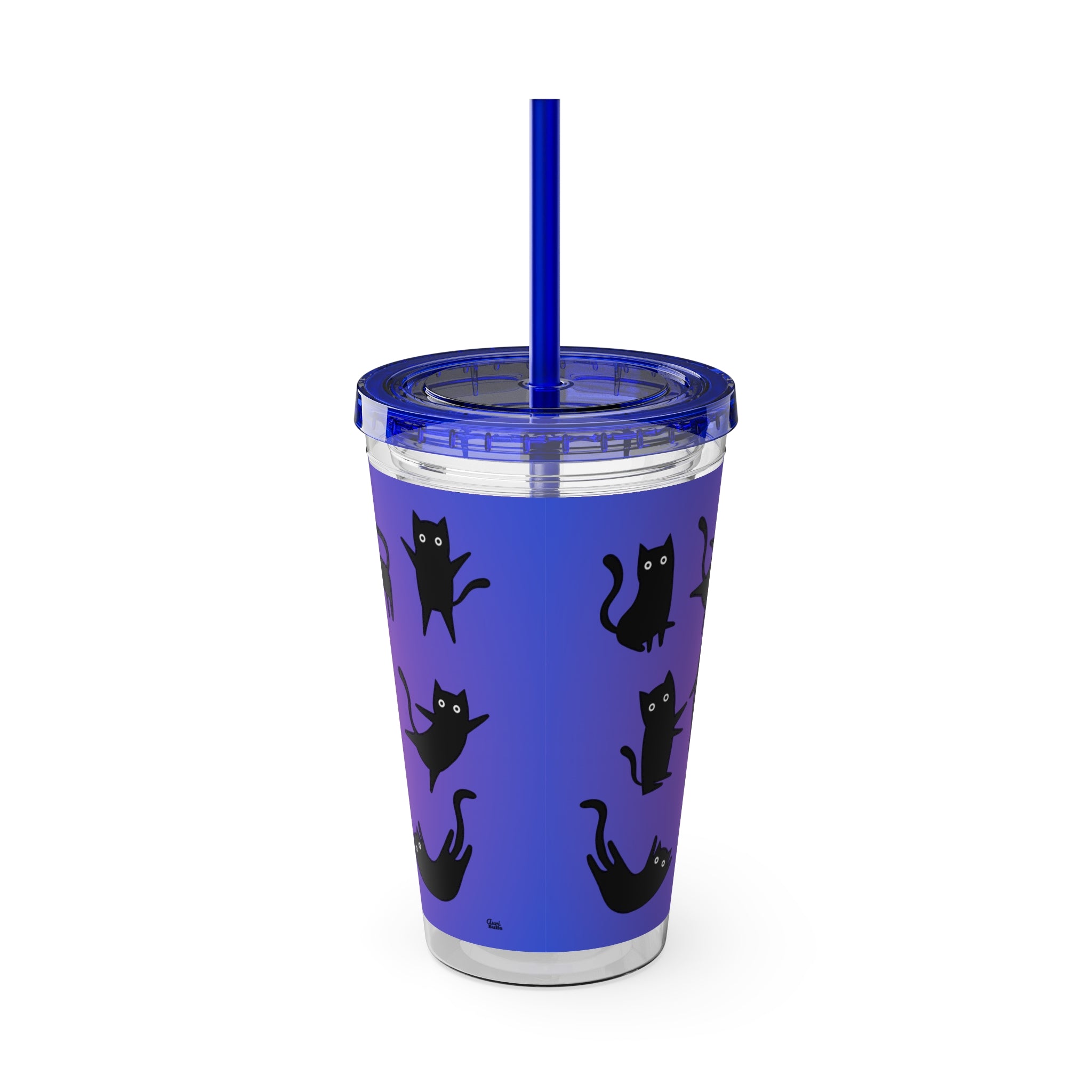 TUMBLER CHATS NOIRS | Gourde Motif Chats Noirs | Gobelet avec paille - 450 ml (16 oz)