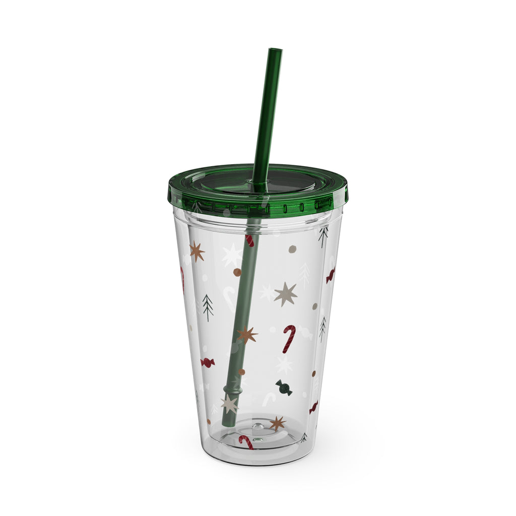 TUMBLER NOËL | Gourde Motif Noël | Gobelet avec paille - 450 ml (16 oz)