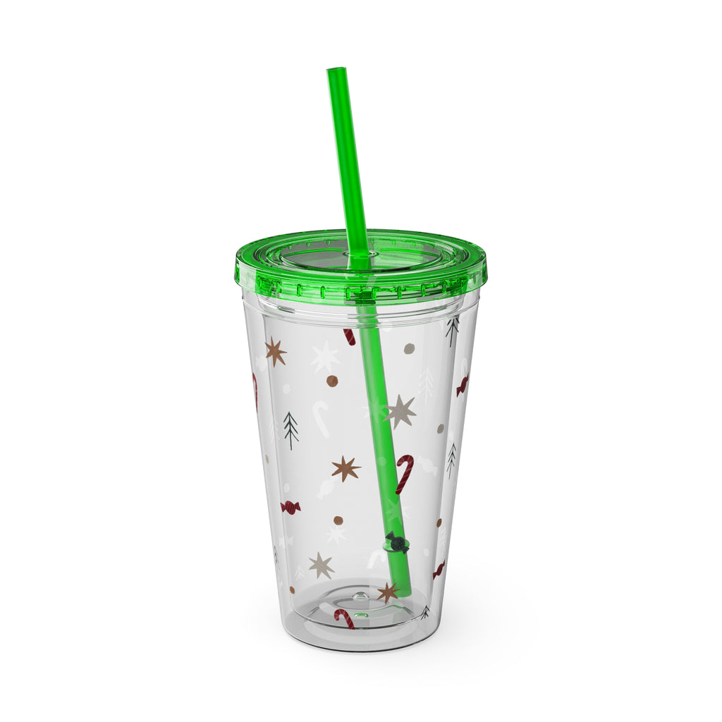 TUMBLER NOËL | Gourde Motif Noël | Gobelet avec paille - 450 ml (16 oz)