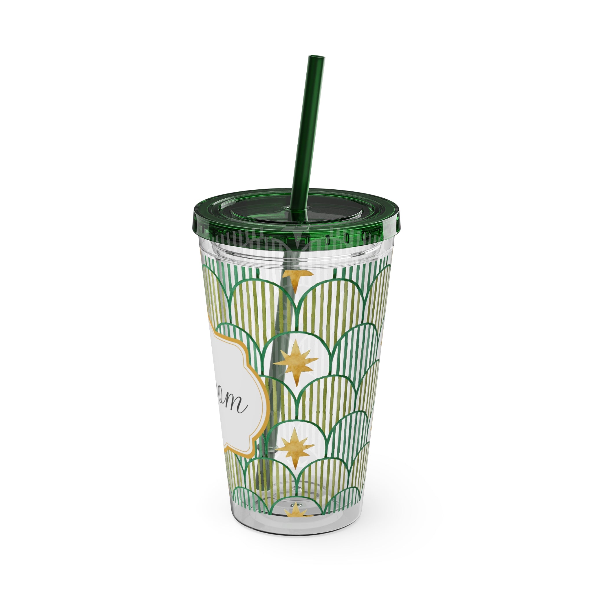 TUMBLER PERSONNALISABLE | Gourde Motif Etoiles avec ton prénom | Gobelet avec paille - 450 ml (16 oz)