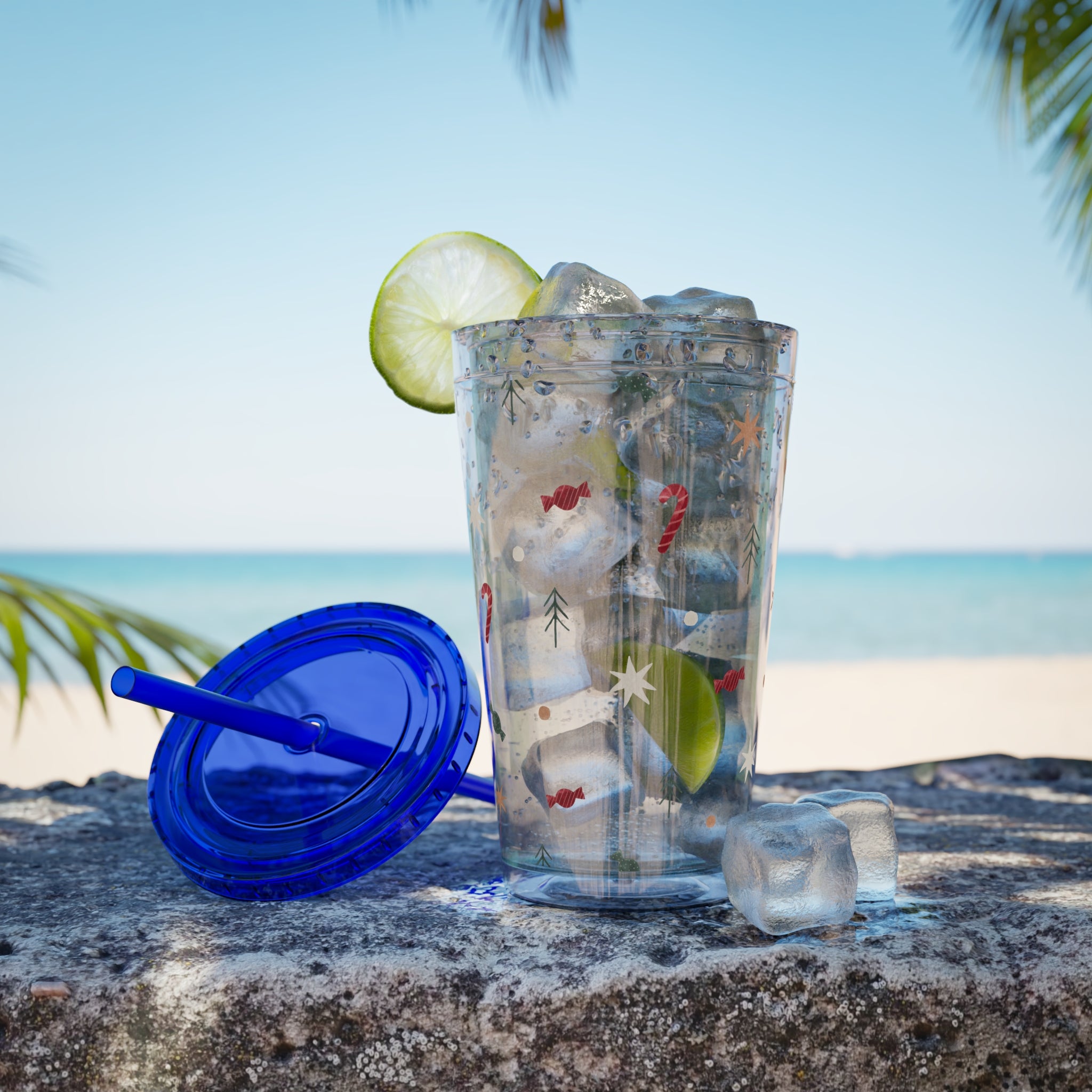 TUMBLER NOËL | Gourde Motif Noël | Gobelet avec paille - 450 ml (16 oz)