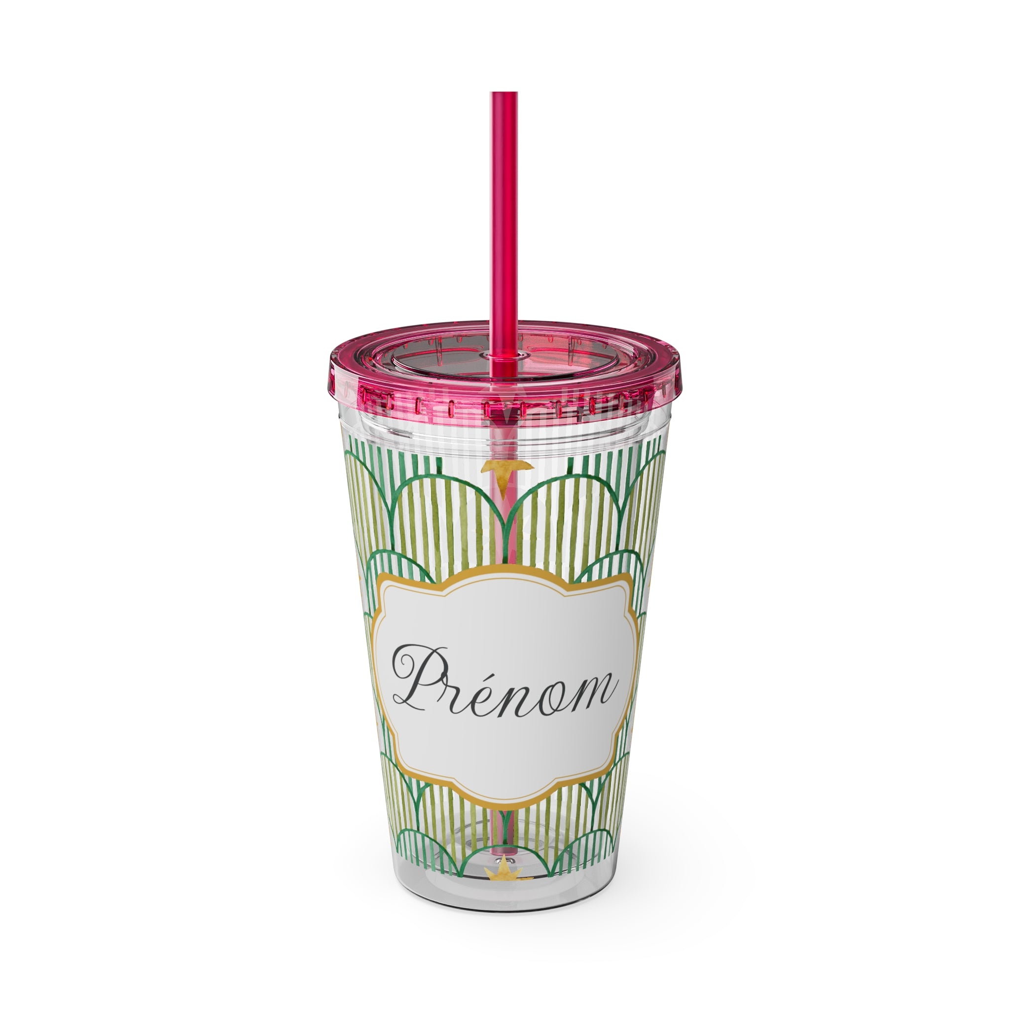 TUMBLER PERSONNALISABLE | Gourde Motif Etoiles avec ton prénom | Gobelet avec paille - 450 ml (16 oz)