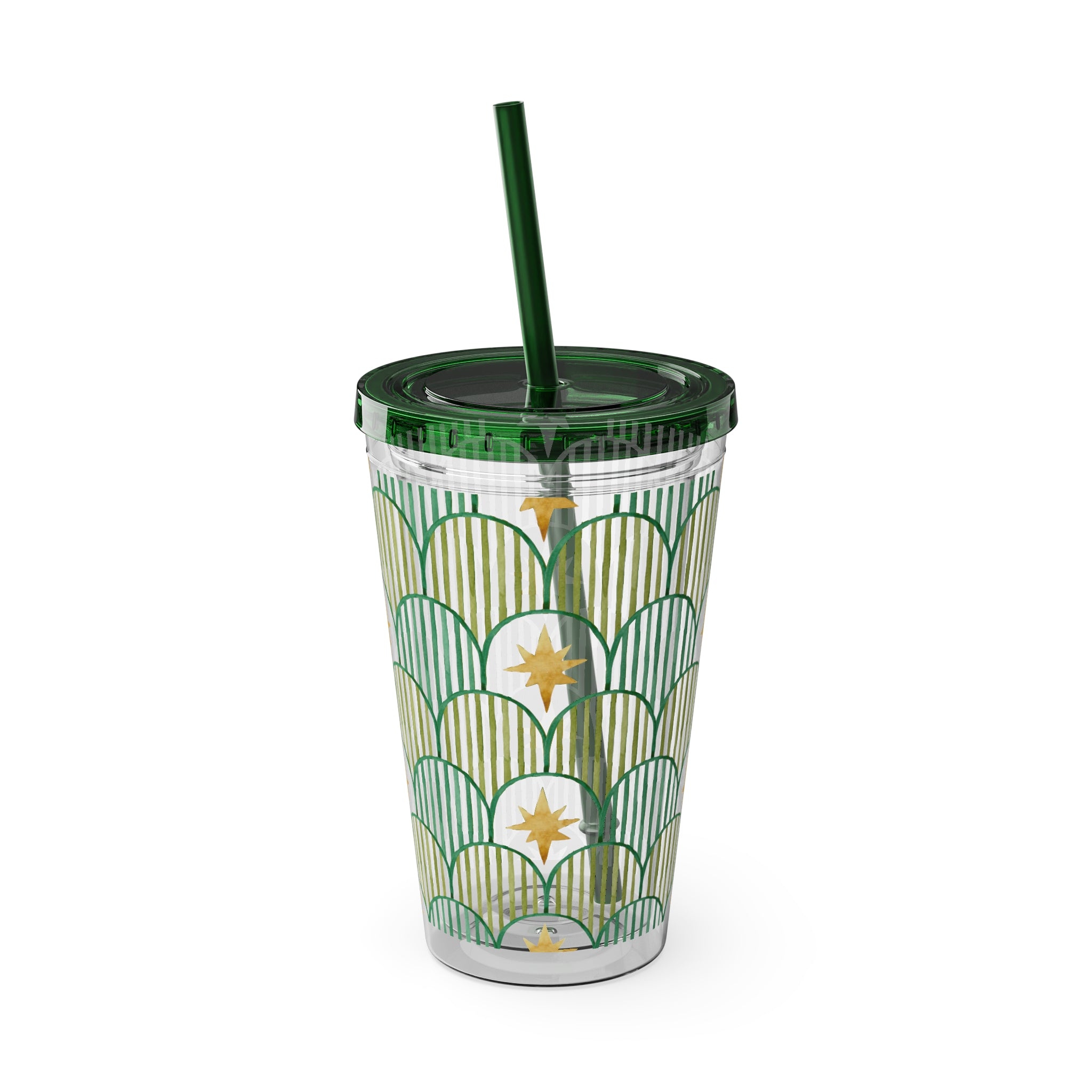 TUMBLER ETOILES | Gourde Géométrique avec étoiles | Gobelet avec paille - 450 ml (16 oz)