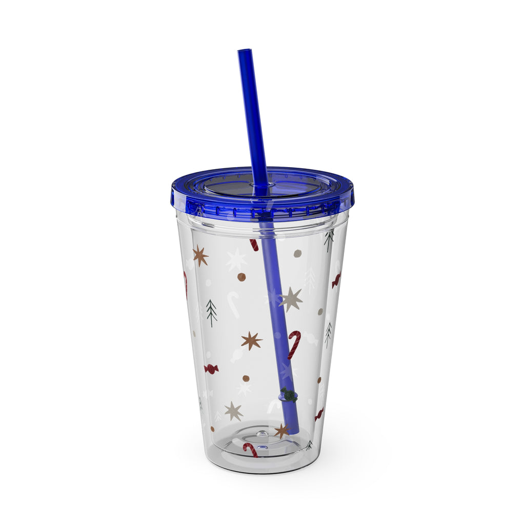 TUMBLER NOËL | Gourde Motif Noël | Gobelet avec paille - 450 ml (16 oz)
