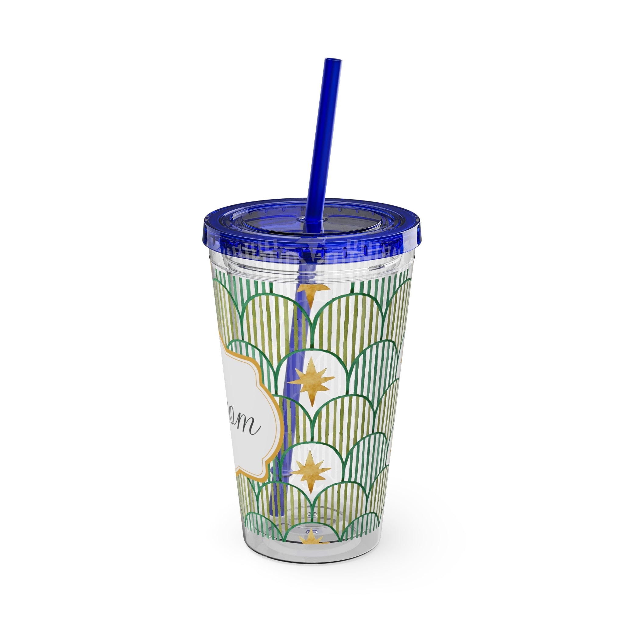 TUMBLER PERSONNALISABLE | Gourde Motif Etoiles avec ton prénom | Gobelet avec paille - 450 ml (16 oz)