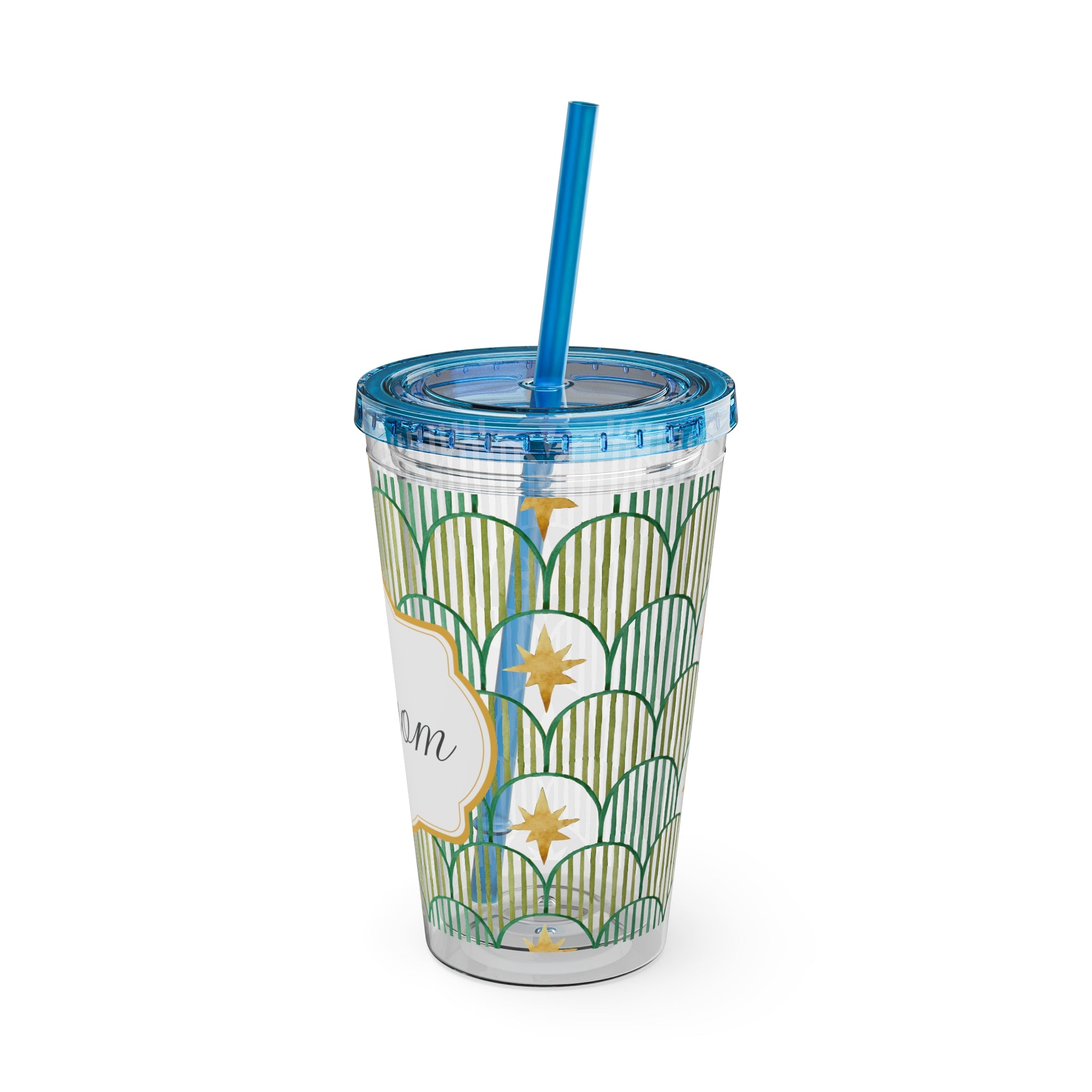 TUMBLER PERSONNALISABLE | Gourde Motif Etoiles avec ton prénom | Gobelet avec paille - 450 ml (16 oz)