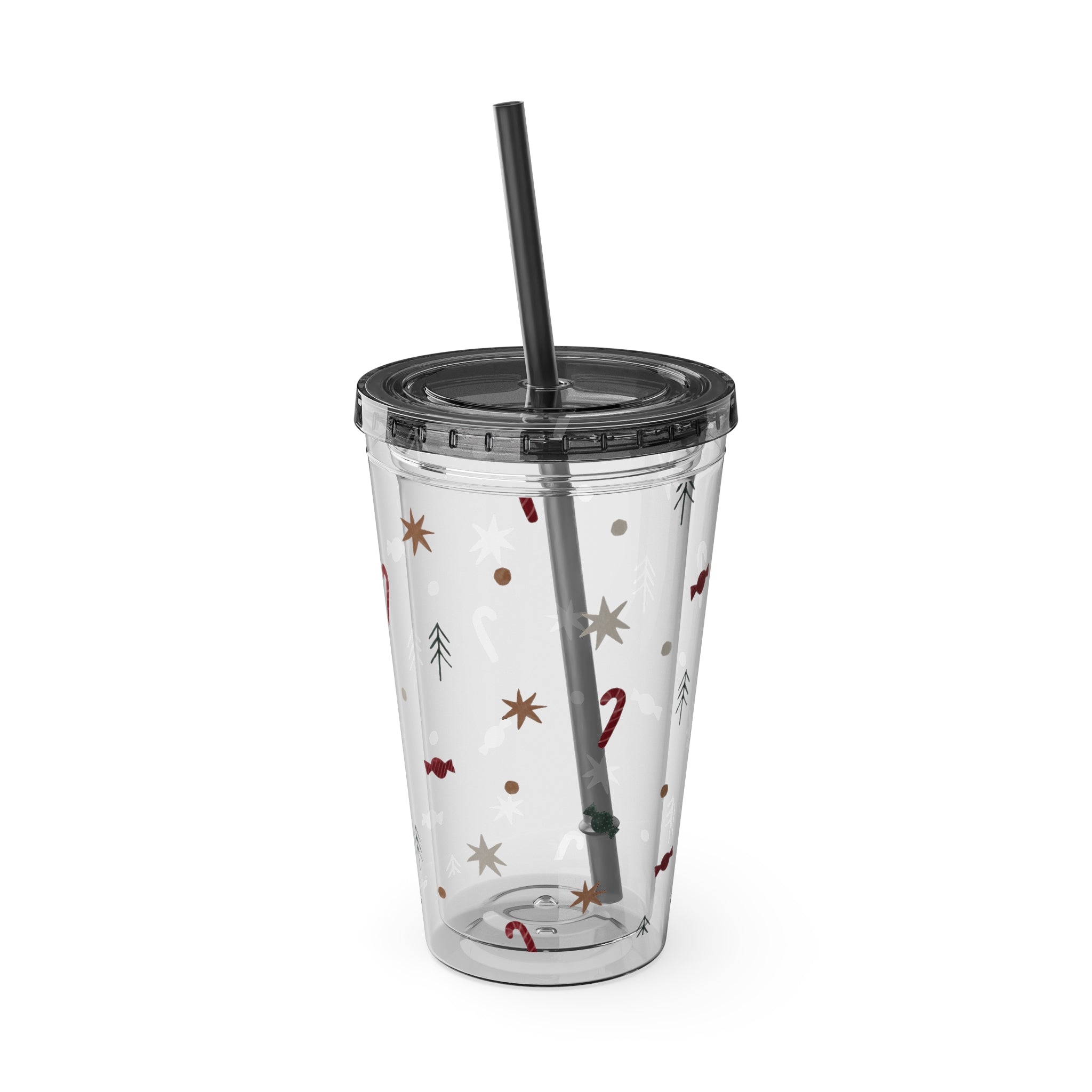 TUMBLER NOËL | Gourde Motif Noël | Gobelet avec paille - 450 ml (16 oz)