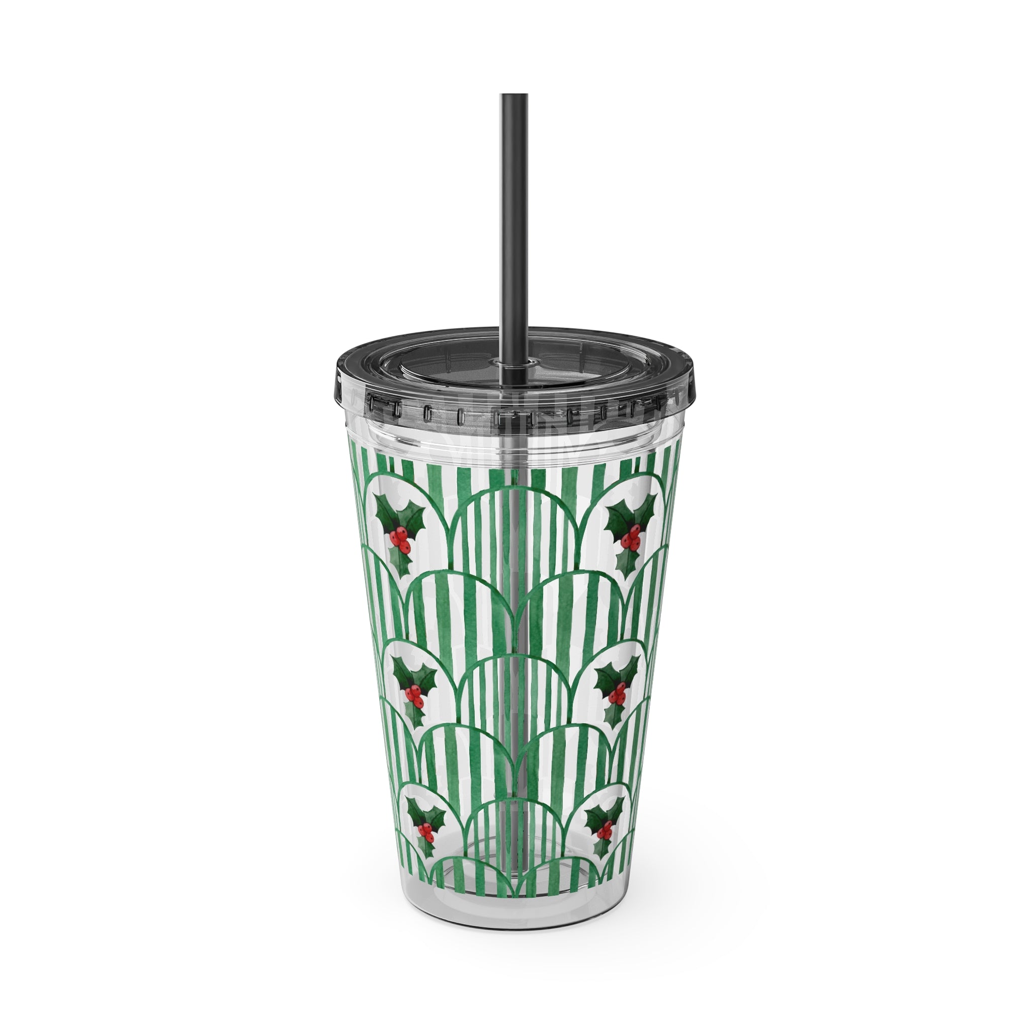 TUMBLER HOUX | Gourde Motif Houx | Gobelet avec paille - 450 ml (16 oz)