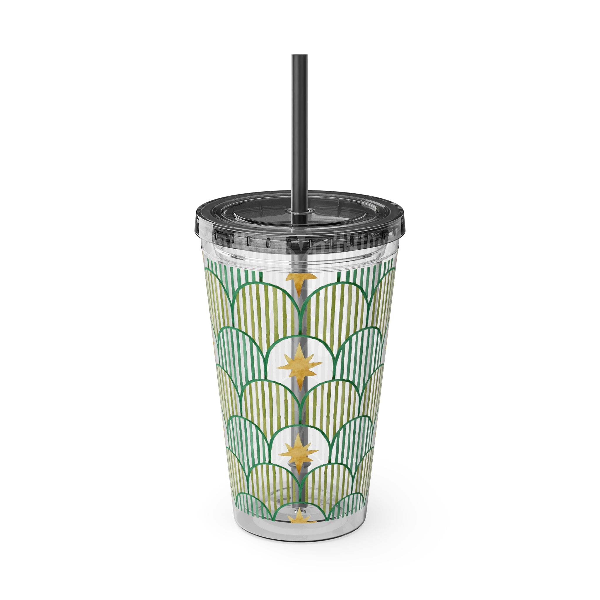 TUMBLER ETOILES | Gourde Géométrique avec étoiles | Gobelet avec paille - 450 ml (16 oz)