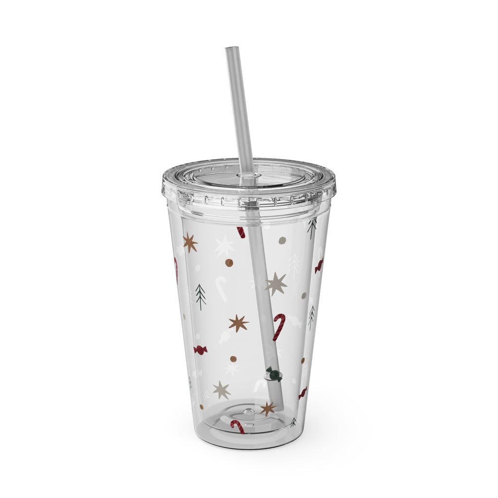 TUMBLER NOËL | Gourde Motif Noël | Gobelet avec paille - 450 ml (16 oz)