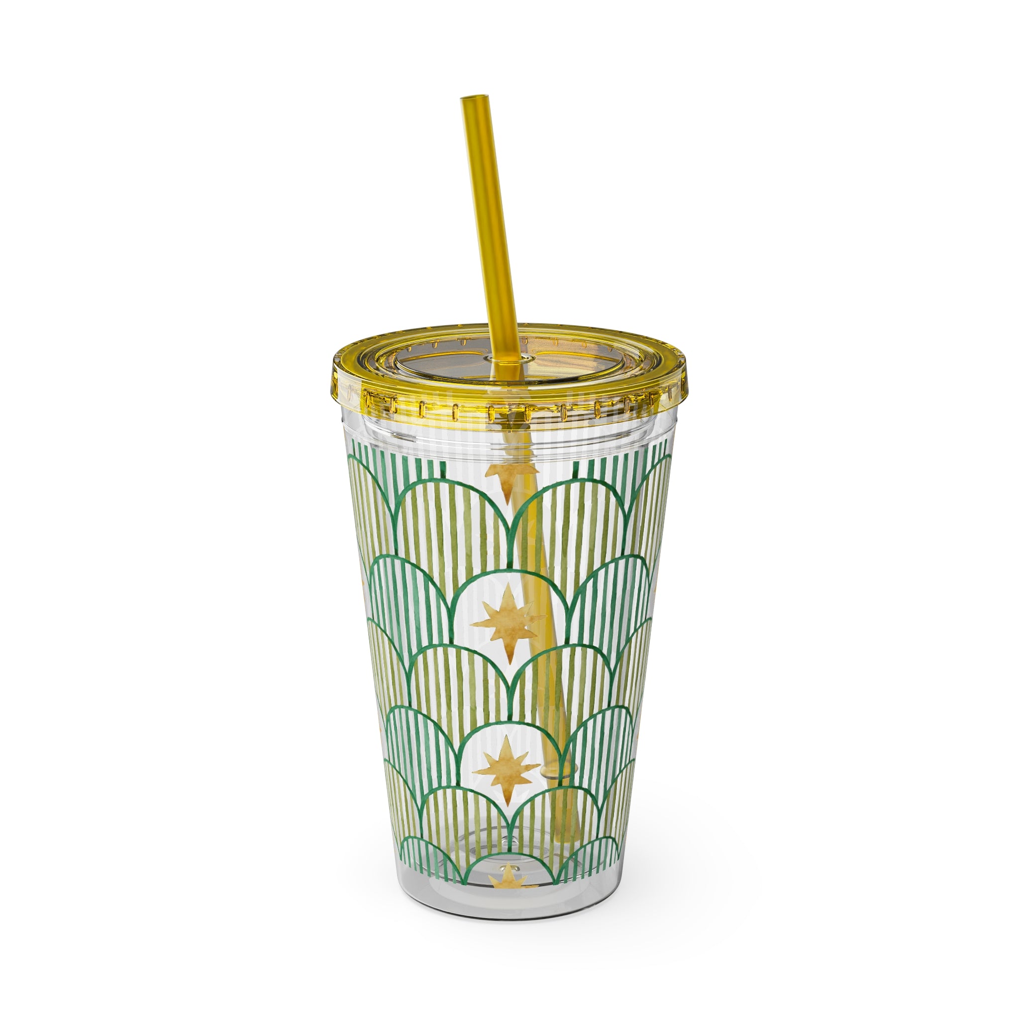 TUMBLER ETOILES | Gourde Géométrique avec étoiles | Gobelet avec paille - 450 ml (16 oz)