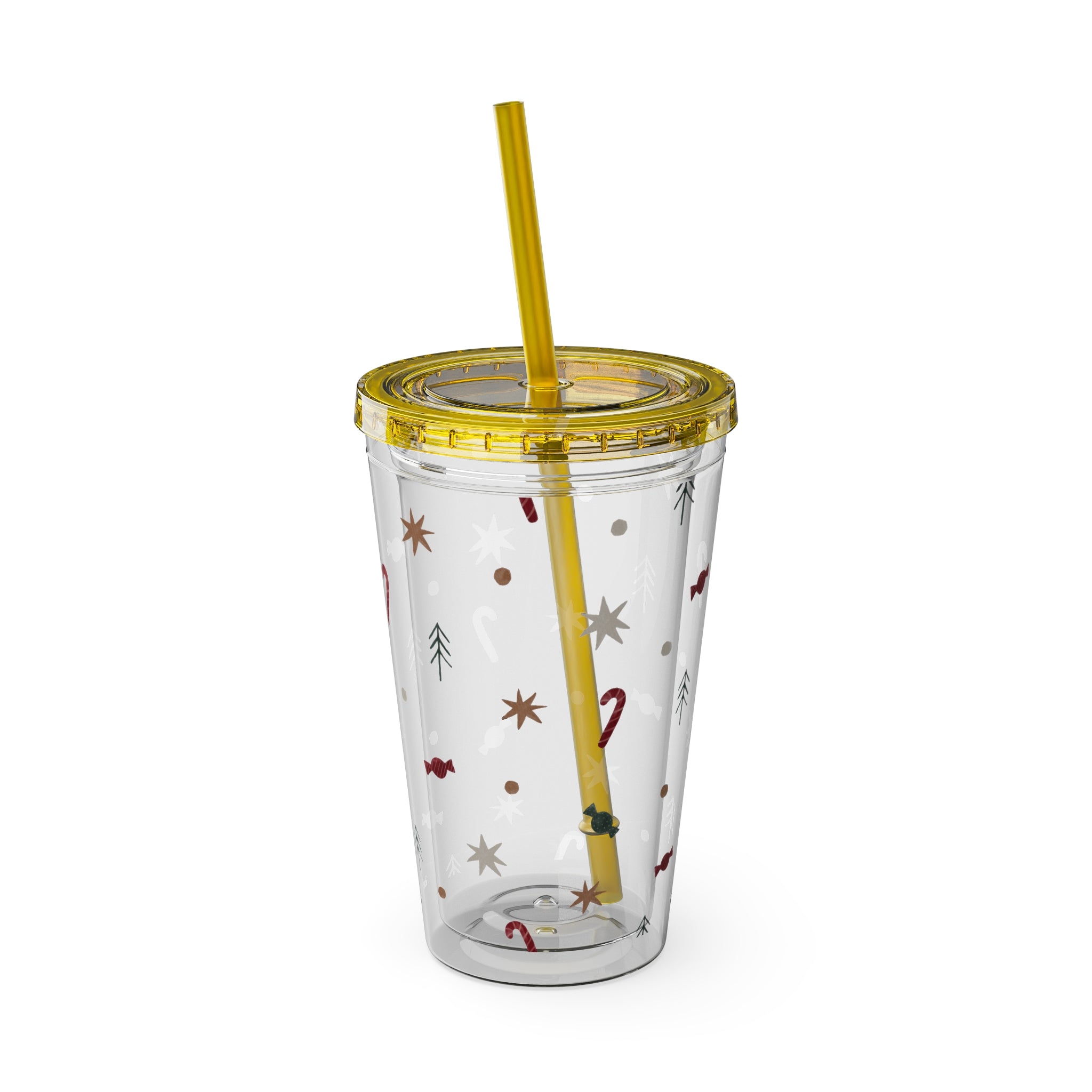 TUMBLER NOËL | Gourde Motif Noël | Gobelet avec paille - 450 ml (16 oz)